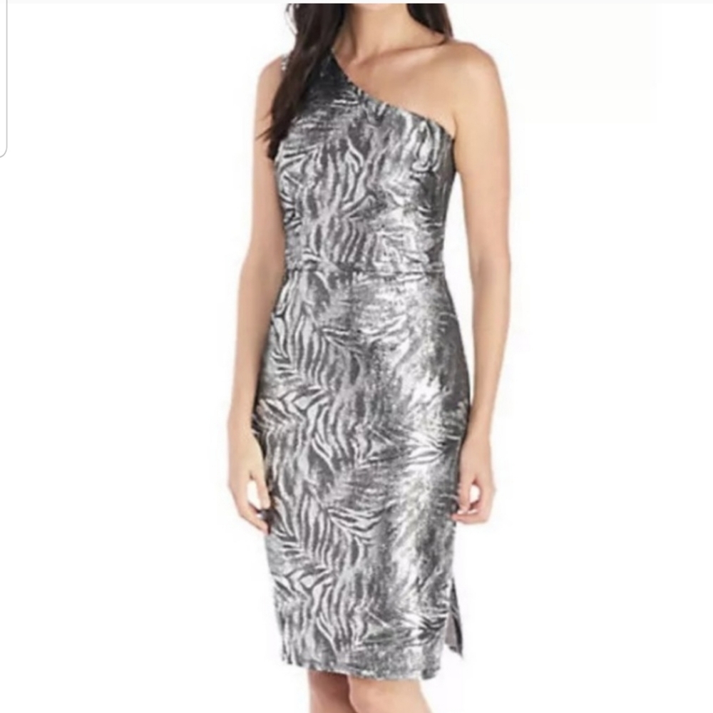 Calvin Klein Silver One-Shoulder Dress